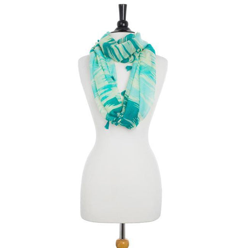 Shira Turquoise Zebra Infinity Scarf With Tassle Fringe Scarves JGI   