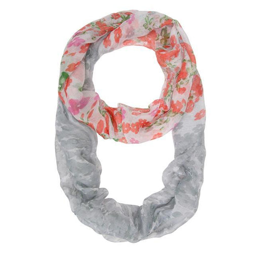 Sora Grey Floral Meadow Print Infinity Scarf Scarves JGI   