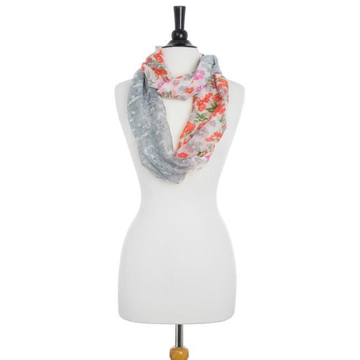 Sora Grey Floral Meadow Print Infinity Scarf Scarves JGI   