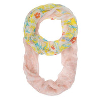 Thumbnail for Sora Peach Floral Meadow Print Infinity Scarf Scarves JGI   
