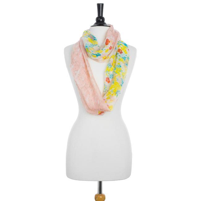 Sora Peach Floral Meadow Print Infinity Scarf Scarves JGI   