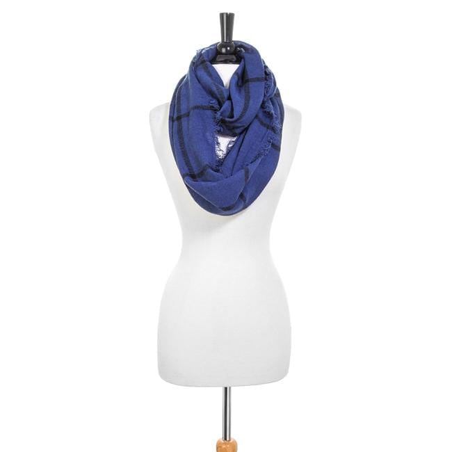 Tori Blue Plaid Infinity Scarf Scarves JGI   