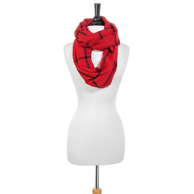 Tori Red Plaid Infinity Scarf Scarves JGI   