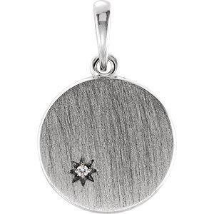 Sterling Silver .005 CTW Diamond Engravable Pendant  STULLER   