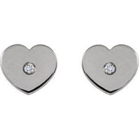 Thumbnail for Sterling Silver .01 CTW Diamond Solitaire Heart Youth Earrings  Stuller   