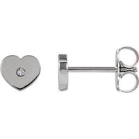 Thumbnail for Sterling Silver .01 CTW Diamond Solitaire Heart Youth Earrings  Stuller Default Title  