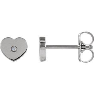 Sterling Silver .01 CTW Diamond Solitaire Heart Youth Earrings  Stuller Default Title  