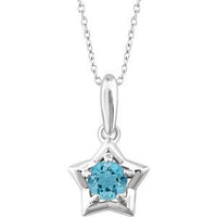 Thumbnail for Sterling Silver Cubic Zirconia March Birthstone Star Youth Necklace  Stuller Default Title  