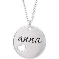 Thumbnail for Sterling Silver Pierced Heart Engravable Disc 16-18
