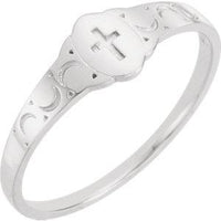 Thumbnail for Sterling Silver Youth Signet Ring with Cross Size 3  Stuller Default Title  