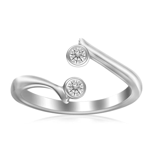 Sterling Silver Rhodium Finished Open Style Cubic Zirconia Accented Toe Ring Toe Rings Angelucci Jewelry   
