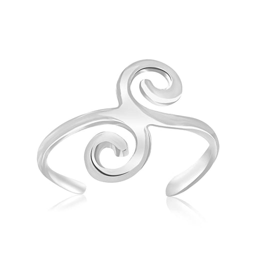 Sterling Silver Rhodium Finished Toe Ring with Fancy Scrollwork Style Toe Rings Angelucci Jewelry   