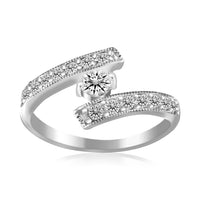 Thumbnail for Sterling Silver Rhodium Finished White Cubic Zirconia Overlap Toe Ring Toe Rings Angelucci Jewelry   