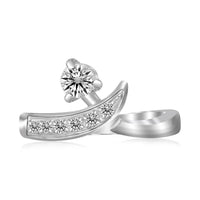 Thumbnail for Sterling Silver Rhodium Plated Crossover Cubic Zirconia Accented Toe Ring Toe Rings Angelucci Jewelry   