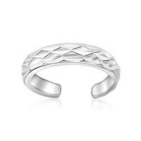 Thumbnail for Sterling Silver Rhodium Plated Diamond Cut Open Style Toe Ring Toe Rings Angelucci Jewelry   