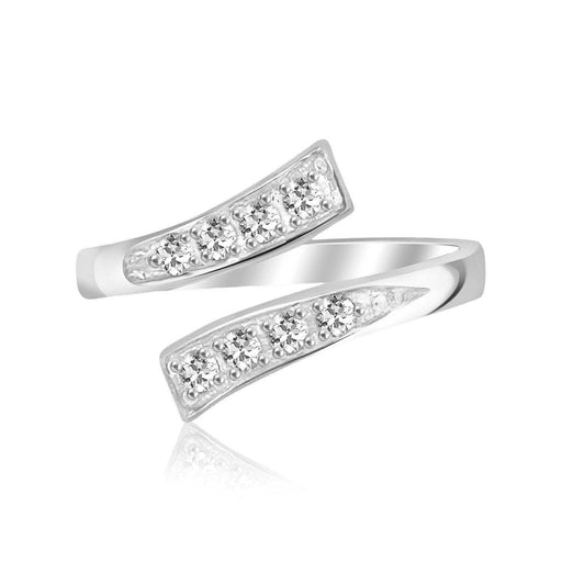 Sterling Silver Rhodium Plated Toe Ring with White Cubic Zirconia Accents Toe Rings Angelucci Jewelry   