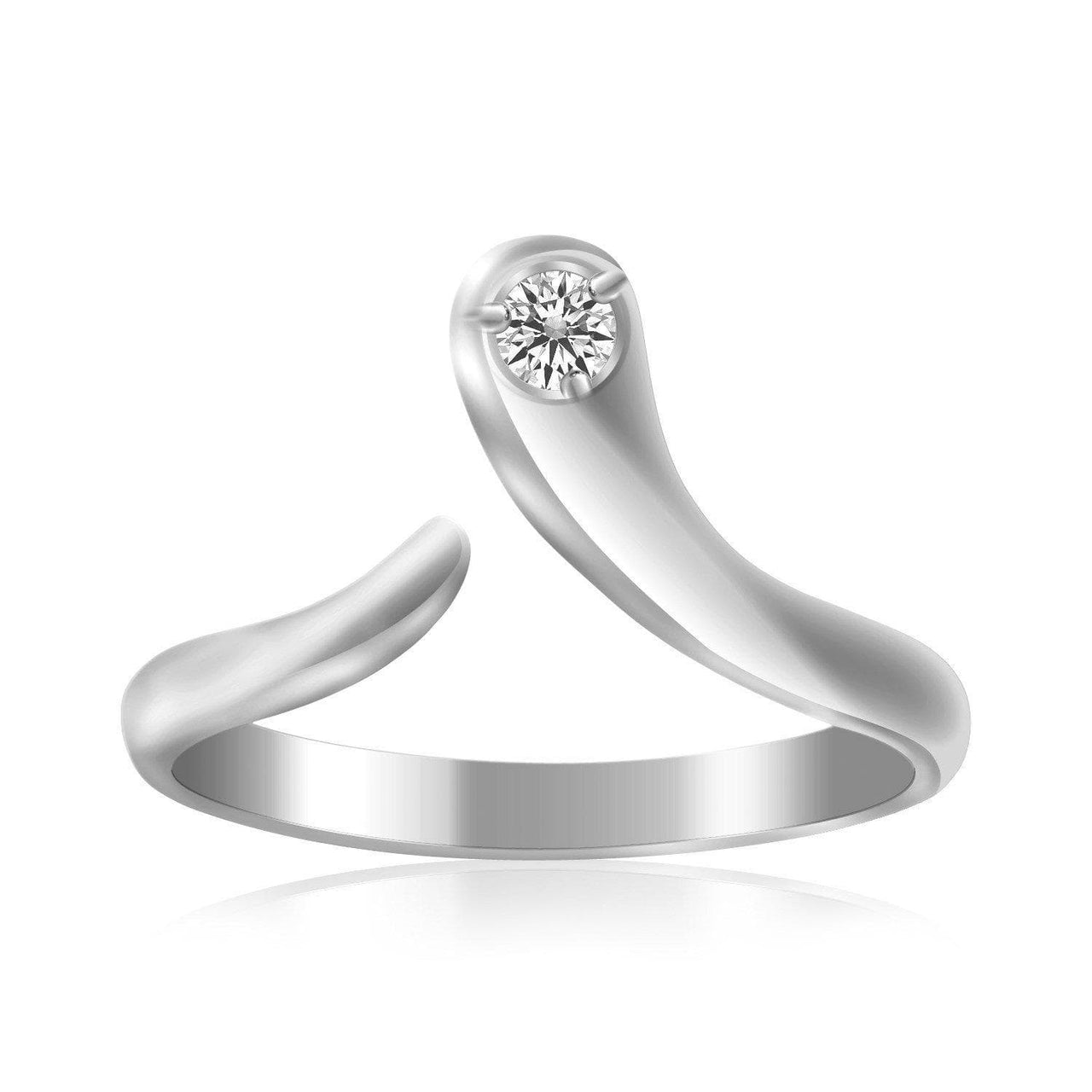 Sterling Silver Rhodium Plated White Cubic Zirconia Accented Shiny Toe Ring Toe Rings Angelucci Jewelry   