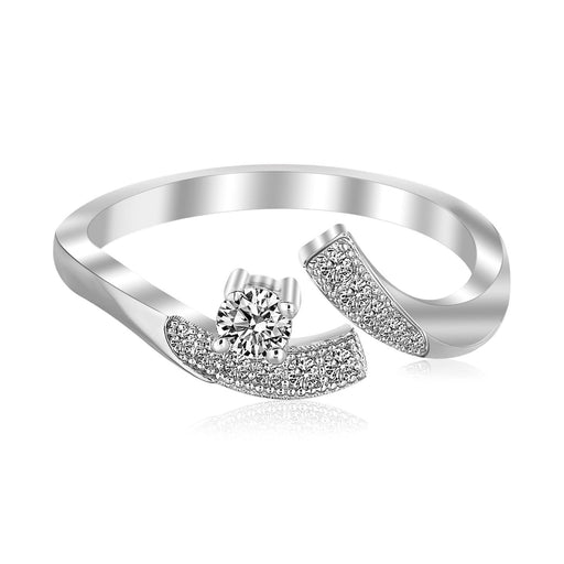 Sterling Silver White Cubic Zirconia Accented Toe Ring with Rhodium Plating Toe Rings Angelucci Jewelry   