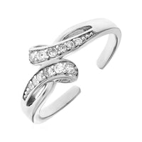 Thumbnail for Toe Ring with Bypass Motif in Sterling Silver with Cubic Zirconia Toe Rings Angelucci Jewelry   
