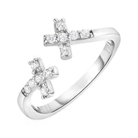 Thumbnail for Toe Ring with Crosses in Sterling Silver with Cubic Zirconia Toe Rings Angelucci Jewelry   