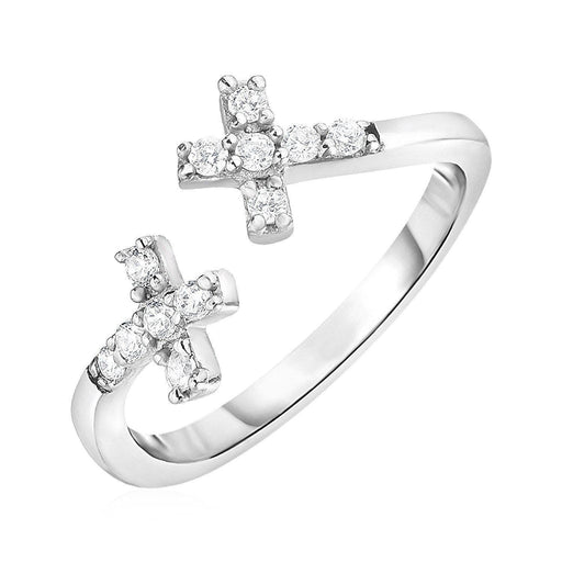 Toe Ring with Crosses in Sterling Silver with Cubic Zirconia Toe Rings Angelucci Jewelry   
