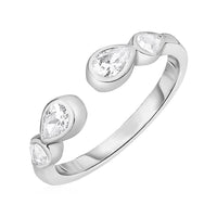 Thumbnail for Toe Ring with Teardrops in Sterling Silver with Cubic Zirconia Toe Rings Angelucci Jewelry   