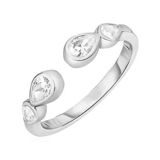 Toe Ring with Teardrops in Sterling Silver with Cubic Zirconia Toe Rings Angelucci Jewelry   