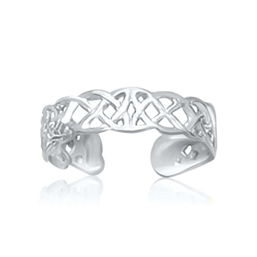 14k White Gold Toe Ring in a Celtic Knot Style Toe Rings Angelucci Jewelry   