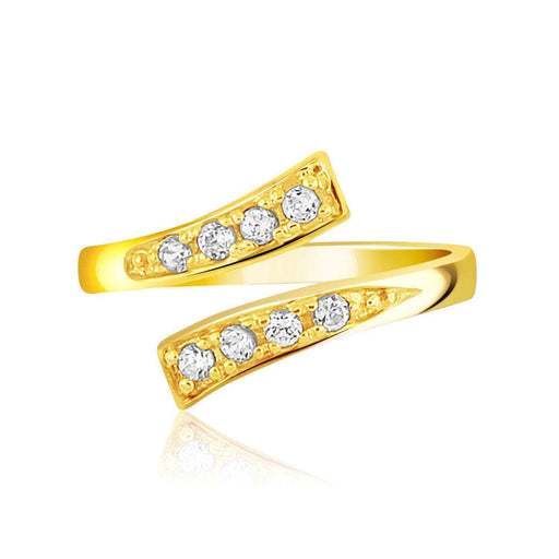 14k Yellow Gold Contemporary Cubic Zirconia Accented Toe Ring Toe Rings Angelucci Jewelry   