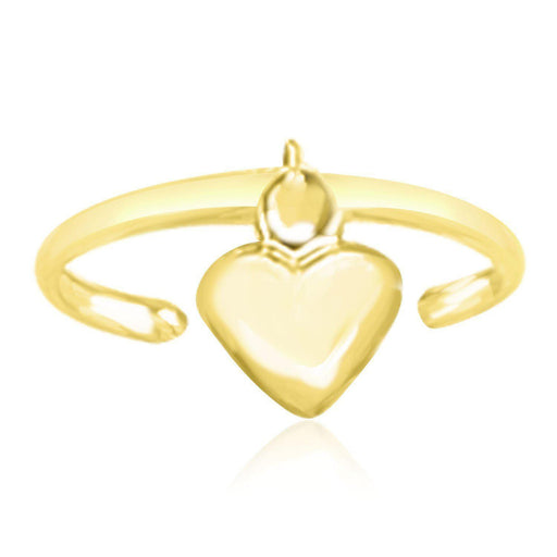 14k Yellow Gold Cuff Puffed Heart Toe Ring Toe Rings Angelucci Jewelry   