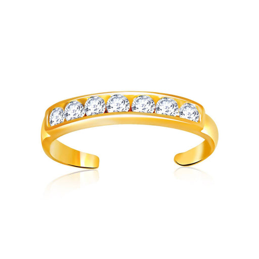14k Yellow Gold Pave Set Cubic Zirconia Toe Ring Toe Rings Angelucci Jewelry   
